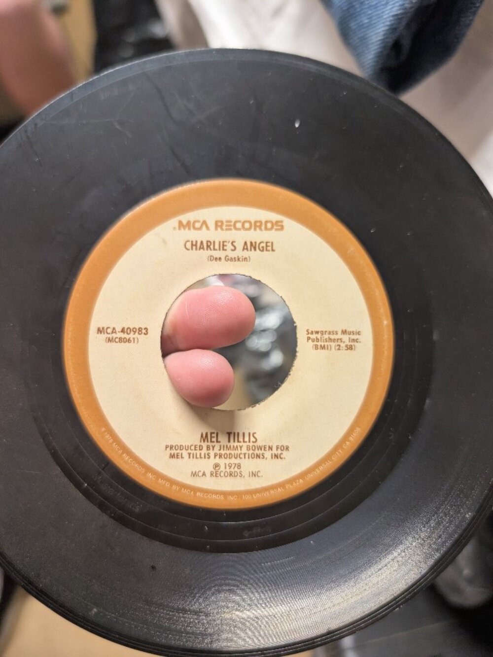 MCA Records Mel Tillis 45 RPM Vinyl Charlie's Angel/Tucson
